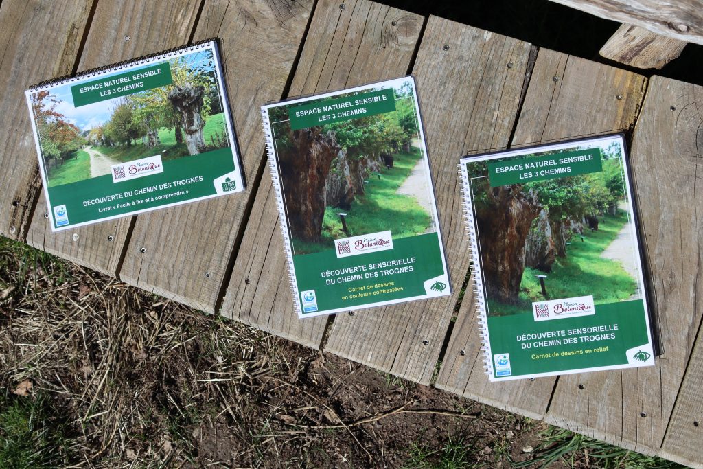 les trois livrets, dont nous parlons ci-après, sont disposés cotes à cotes sur un banc.